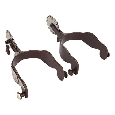 Imagem de Esporas, Esporas Inglesas 1 par de Esporas Masculinas de Aço Carbono retrô Escultura Floral Esporas de Cavalo Com Engrenagem Esporas para Botas de Cowboy Acessórios de Equitação