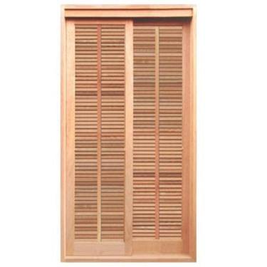 Imagem de Porta Balcão de Correr de Madeira Cedro Arana Com Veneziana 3 Folhas R