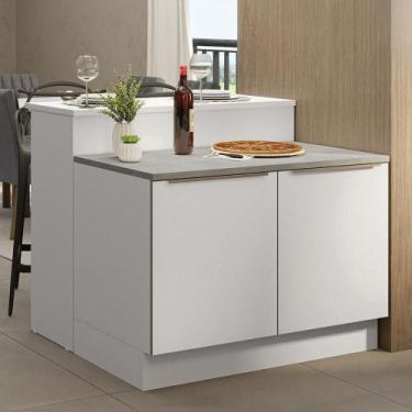 Imagem de Ilha de Cozinha com Bancada e Balcão 120 cm Branco Lux Madesa, Branco