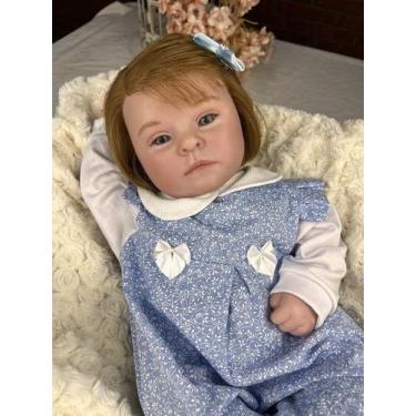 Imagem de Bebê reborn sindrome de down menina com macacão - Mundo Azul e Rosa