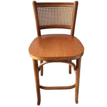 Imagem de Banqueta Talita Selva madeira encosto palha Bancada bistrô Cozinha Bar