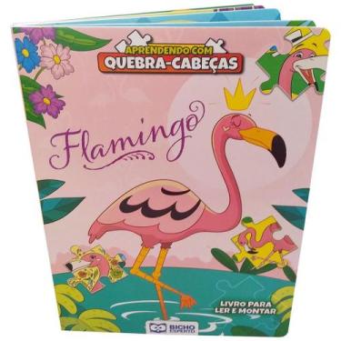 Imagem de Livro Aprendendo Com Quebra-Cabeça Flamingos Ler E Montar - Bicho Espe