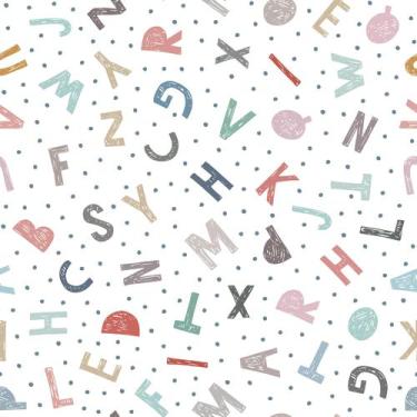 Imagem de Papel De Parede Adesivo Lavável sala Alfabeto ABC Colores 12m - Deliqu