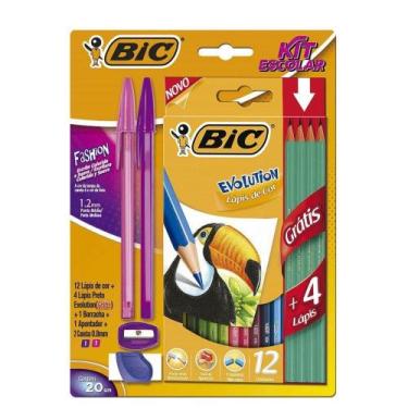 Imagem de Lapis de Cor Evolution Fashion Sextavado Kit Escolar Bic