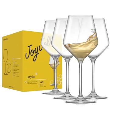 Imagem de JoyJolt Copos de vinho branco Layla, conjunto de 4 taças italianas, transparente de 400 ml – Feito na Europa