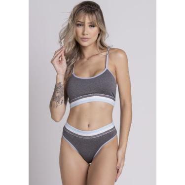 Imagem de Conjunto Lingerie Qualidade Com Elastico Mescla - WLS Modas, Azul, M, 