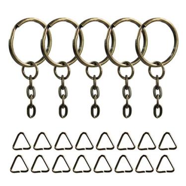 Imagem de Argolas Para Chaveiro 23mm Ouro Velho Com Corrente + Triangulo 300 Uni