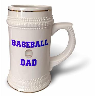 Imagem de 3dRose dad, letras azuis com uma foto de uma caneca de beisebol, 510 g (STN_244970_1), 623 g, branca
