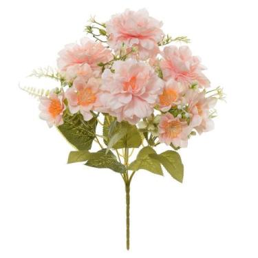 Imagem de BUQUE DE FLORES CRISANTEMO X7 SALMON 42cm - Flor Arte