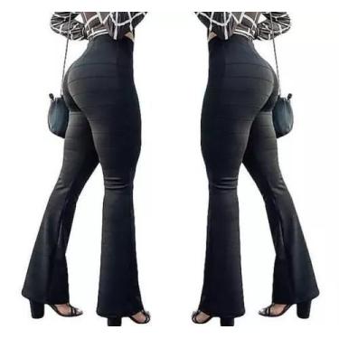 Imagem de Calça Flare Bandagem boca de sino Cintura Alta Compressão PRETA M - MA