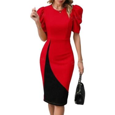 Imagem de Vestido Midi Mabel Moda Evangélica Feminina - Miss Flower, Vermelho, G