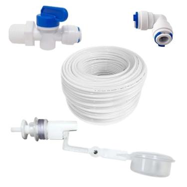 Imagem de Kit Boia Nível de Água + Mangueira Atóxica + Engate Rápido + Registro Rosca de 1/2” e Saída 1/4” (Engate Branco, 05 Metros de Mangueira)
