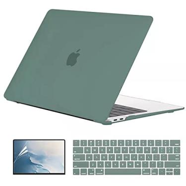Imagem de EooCoo Capa protetora rígida compatível com MacBook Pro de 13 polegadas 2024 2023 M2 2022-2016 M1 A2338 A2289 A2251 A2159 A1989 A1706 A1708 com capa protetora para teclado, protetor de tela - verde