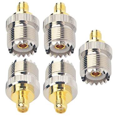 Imagem de Adaptador coaxial RF SMA fêmea para SO239 fêmea UHF Jack SO-239 Conector de cabo de antena para rádio BAOFENG UV-5R Series Pacote com 5