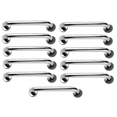 Imagem de Alça de Apoio Inox Barra 30cm Kit 11 Unidades Idoso Cadeirante Deficiente Banheiro Box Corrimao Suporte Segurança