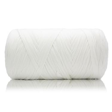 Imagem de MSyarn 400 g fio de camiseta, fio de crochê para bolsa de crochê/projeto de artesanato/decoração de casa, 400 g, 120 jardas/110 m crochê com tecido elástico de mistura de poliéster e elastano (branco)