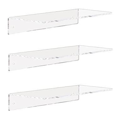 Imagem de Prateleira pequena de acrílico transparente, prateleiras flutuantes de 5 mm de espessura, não caem para quarto, sala de estar, banheiro, conjunto de 3