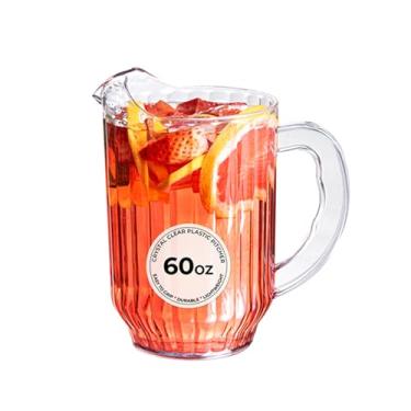 Imagem de Restaurantware - Jarro de cerveja com base de 1,701 g, 1 jarra de restaurante durável – plástico rígido, servir refrigerante, limonada, suco ou sangria, copo de água de plástico transparente, para
