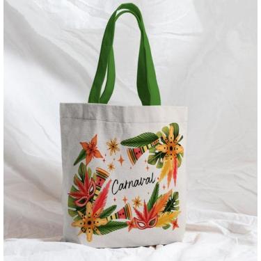 Imagem de Bolsa Sacola Artesanal de Tecido Carnaval Tropical Aaquarela - Core De