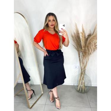 Imagem de Saia MIDI Evasê Com Fenda Frontal - Vilma Valentti, G