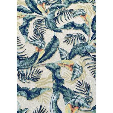 Imagem de Tecido Jacquard Estampado Folhagem Verde e Marinho - 1,40m de Largura