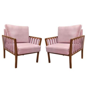 Imagem de Kit 2 poltronas decorativa luxo  califórnia dora bela, 0125 Rosa