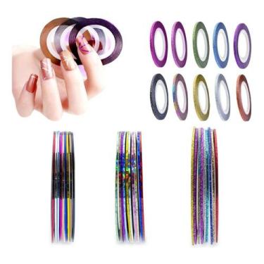 Imagem de 100 Fitas Fitilhos Decoração Unhas Holográfico Glitter 1mm - Arte Sedu