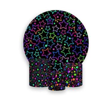 Imagem de Painel De Festa Redondo 1,50x1,50 + Trio De Capas Cilindro - Estrelas 
