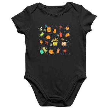 Imagem de Body Bebê Algodão Fast Food - Foca na Moda, Preto, G