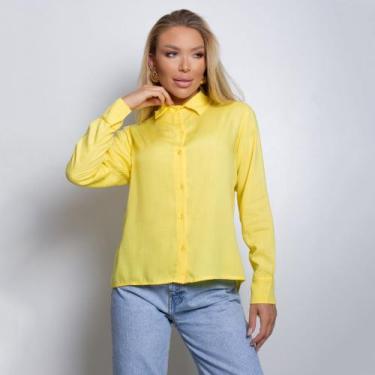 Imagem de Camisa Social Feminina Manga Longa de Botões Casual Básica Uniforme El