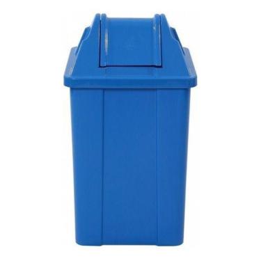 Imagem de Lixeira Plástica Quadrada Com Tampa Vai - Vem 60 Litros - JSN, Azul