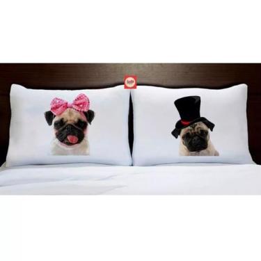 Imagem de Kit Fronhas Personalizadas Casal Cachorro Pug - Gama Acessórios