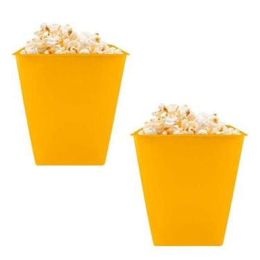 Imagem de Kit 2 Pipoqueira Retrô Amarelo 2,6L Plástico Premium - Bb Store