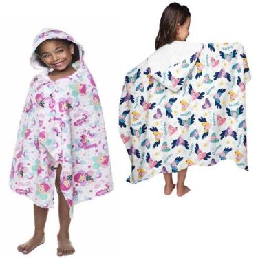 Imagem de Kit 2 Toalha Banho Capuz Infantil Sonho Encantado Unicórnio Felpuda Le