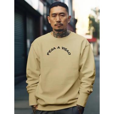 Imagem de Blusa De Frio Moletom Masculino Sem Capuz Careca Flanelado Algodão Pre