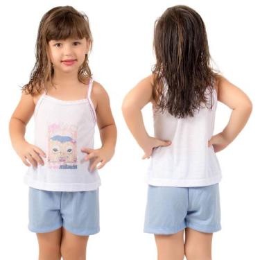 Imagem de Pijama Infantil Curto Vekyo Modas Menina Roupa de Criança Short e Rega