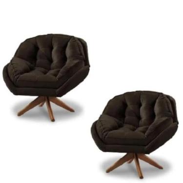 Imagem de Kit 2 Poltrona Decorativa Estofada Base Giratória Califórnia - Fina Mo