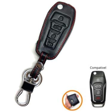Imagem de Revestimento Couro Capa Chaveiro Chave Canivete 4 Botões Ford Edge New