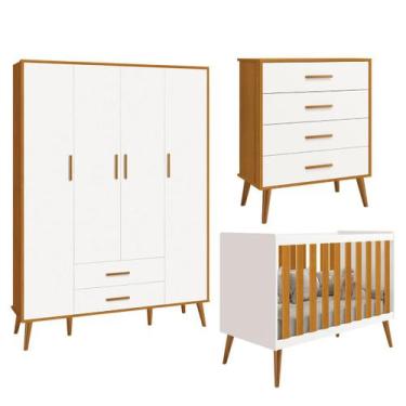 Imagem de Quarto Isis Berço Americano 2 em 1 + Comoda Gaveteiro + Guarda Roupa I