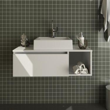 Imagem de Gabinete Suspenso para Banheiro 1 Nicho  80x26cm Branco Tecno Mobili