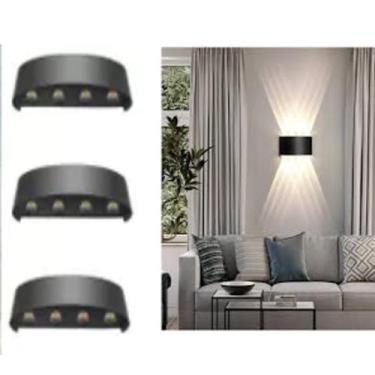 Imagem de 3 Luminárias Arandela Cor Preta Meia Lua Sobrepor Led 8W - Aaatop