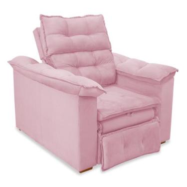 Imagem de Poltrona descanso do papai veludo - SRJ MÓVEIS, ROSA
