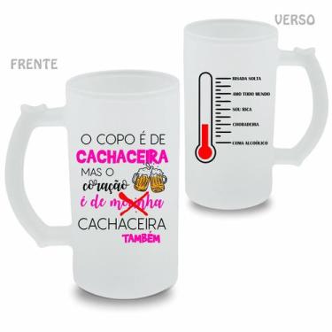 Imagem de Caneca de Chopp Vidro Jateado O copo é de Cachaceira - Planetarte