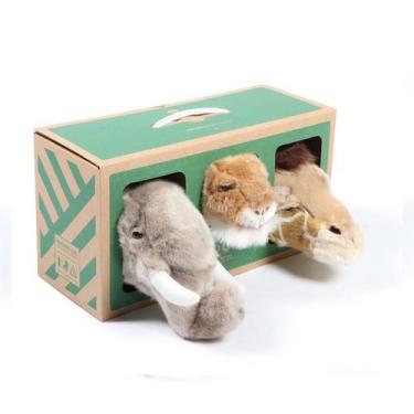 Imagem de Kit com 3 Mini Cabeças de Pelúcia de Parede   Safari Box  Wild & Soft