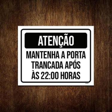 Imagem de Kit 5 Placas Atenção Mantenha Porta Fechada 22 Horas