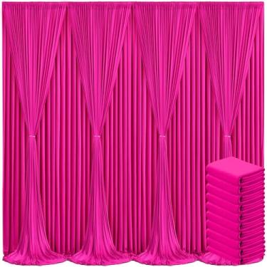 Imagem de Cortina de fundo rosa choque com 10 painéis para festas, fúcsia, sem rugas, 15 m x 3 m, painéis para decoração de fundo de tecido de poliéster para chá de bebê, aniversário, fotografia