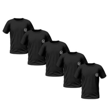 Imagem de Kit 5 Camisetas Masculinas Pretas Manga Curta Bordada Premium - CMD We