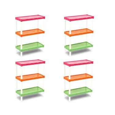 Imagem de Kit 4 Estantes Plástica Colorida Com 3 Prateleiras Agraplast - CRB,  C