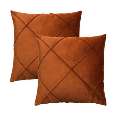 Imagem de Kit 2 Capas para Almofada Drapeada em Veludo Quadrada 50x50 com Enchim