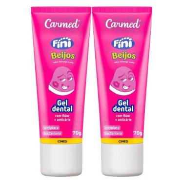 Imagem de Kit 2 Pasta de Dente Fini Beijos Creme Dental Gel 70g com Flúor Carmed
